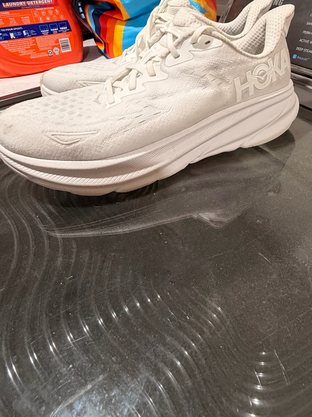 Hoka Men’s  All-White Clifton 9  Running Sneakers
